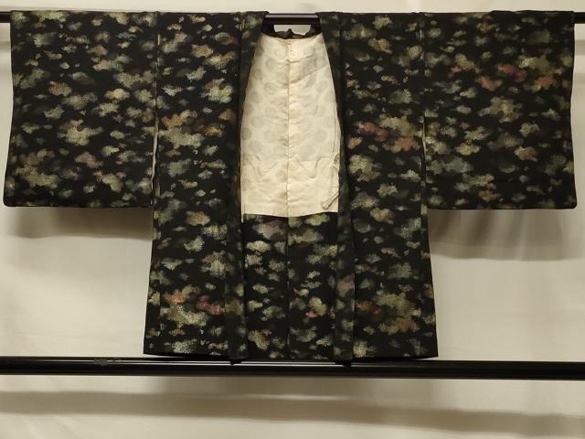 平和屋着物＃羽織　寿光織　霞文　黒地　金糸　正絹　逸品　CABF8825in