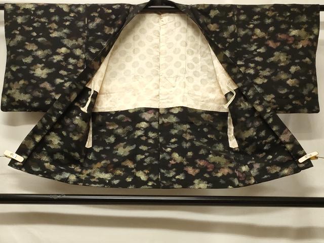 平和屋着物＃羽織　寿光織　霞文　黒地　金糸　正絹　逸品　CABF8825in