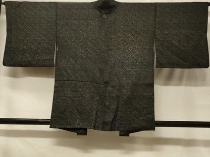 平和屋着物＃羽織　寿光織　花唐草文　黒地　正絹　逸品　CABF8826in