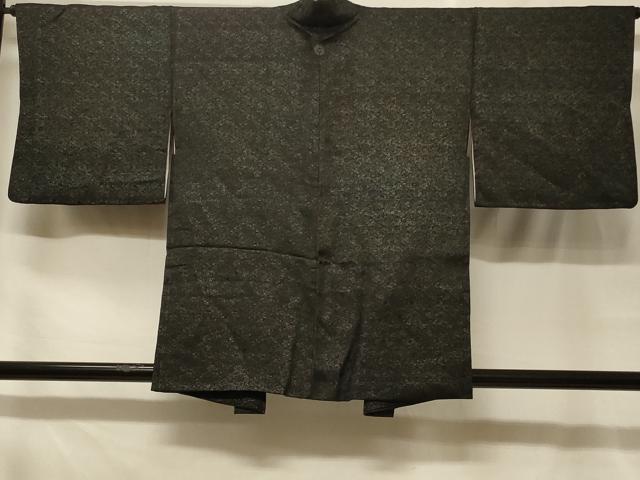 平和屋着物＃羽織　寿光織　花唐草文　黒地　正絹　逸品　CABF8826in
