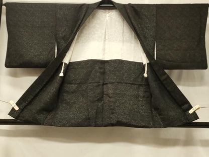 平和屋着物＃羽織　寿光織　花唐草文　黒地　正絹　逸品　CABF8826in