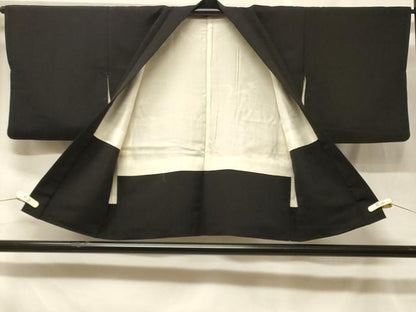 平和屋着物＃羽織　寿光織　人物風景文　暈し染め　黒地　金糸　正絹　逸品　CABF8831in