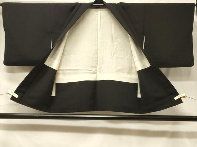 平和屋着物＃羽織　寿光織　人物風景文　暈し染め　黒地　金糸　正絹　逸品　CABF8831in