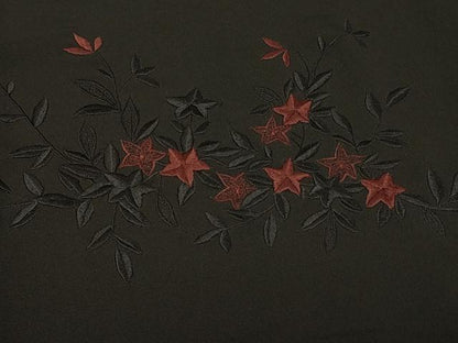 平和屋着物＃羽織　総刺繍　枝葉文　黒地　正絹　逸品　CABF8835in