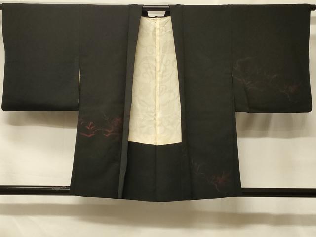 平和屋着物＃羽織　寿光織　風景文　黒地　正絹　逸品　CABF8837in