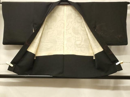 平和屋着物＃羽織　寿光織　風景文　黒地　正絹　逸品　CABF8837in
