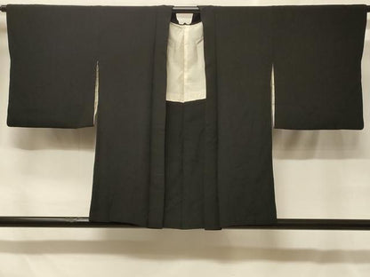 平和屋着物＃羽織　寿光織　檜扇花唐草文　黒地　金銀糸　正絹　逸品　CABF8843in