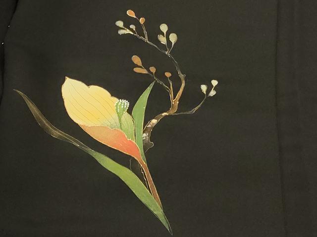 平和屋着物＃羽織　カラー　暈し染め　黒地　正絹　逸品　CABF8846in