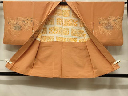平和屋着物＃羽織　草花文　金糸　正絹　逸品　CABF8849in