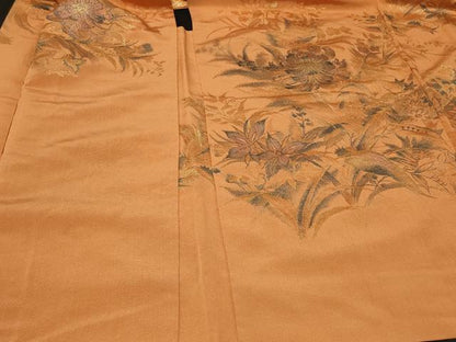 平和屋着物＃羽織　草花文　金糸　正絹　逸品　CABF8849in