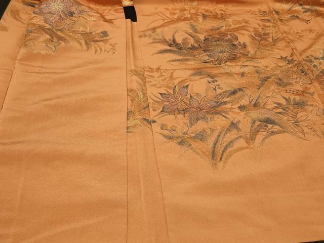 平和屋着物＃羽織　草花文　金糸　正絹　逸品　CABF8849in