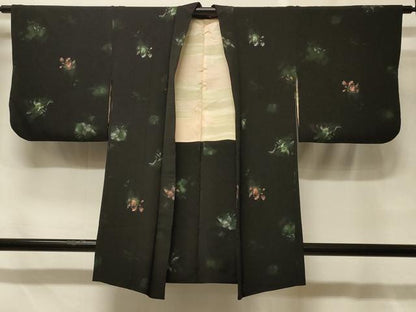 平和屋着物＃羽織　寿光織　霞文　黒地　正絹　逸品　CABF8850in