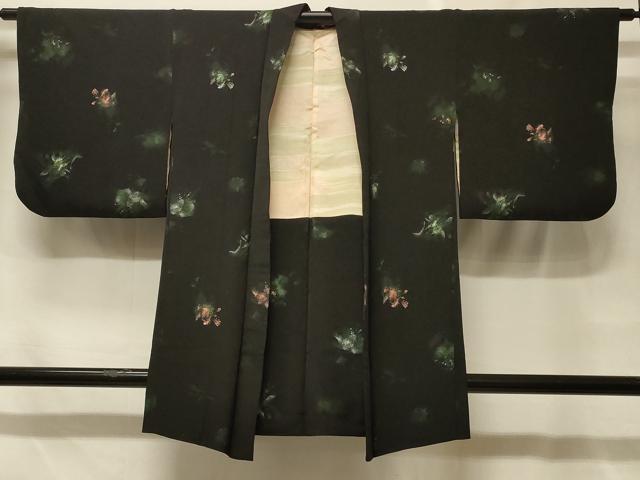 平和屋着物＃羽織　寿光織　霞文　黒地　正絹　逸品　CABF8850in