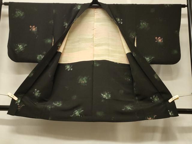 平和屋着物＃羽織　寿光織　霞文　黒地　正絹　逸品　CABF8850in