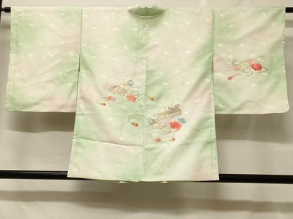 平和屋着物＃羽織　刺繍　文箱草花文　暈し染め　金銀糸　正絹　逸品　CABF8854in