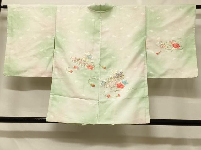 平和屋着物＃羽織　刺繍　文箱草花文　暈し染め　金銀糸　正絹　逸品　CABF8854in
