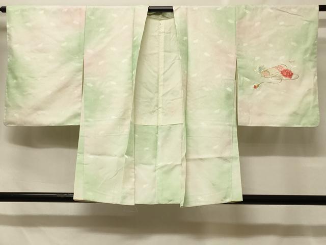 平和屋着物＃羽織　刺繍　文箱草花文　暈し染め　金銀糸　正絹　逸品　CABF8854in