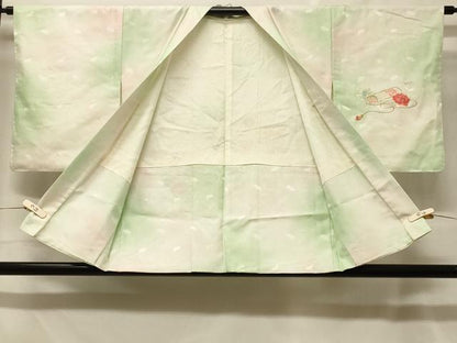 平和屋着物＃羽織　刺繍　文箱草花文　暈し染め　金銀糸　正絹　逸品　CABF8854in