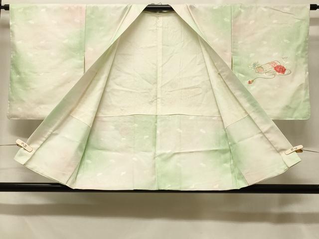 平和屋着物＃羽織　刺繍　文箱草花文　暈し染め　金銀糸　正絹　逸品　CABF8854in