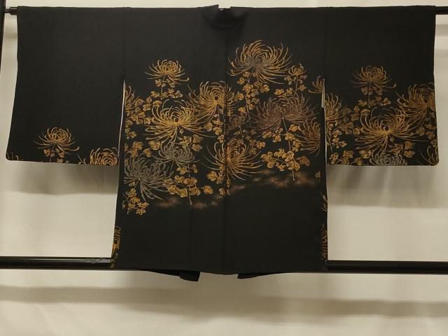 平和屋着物＃羽織　寿光織　乱菊　黒地　金銀糸　正絹　逸品　CABF8855in