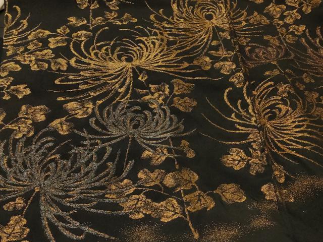 平和屋着物＃羽織　寿光織　乱菊　黒地　金銀糸　正絹　逸品　CABF8855in