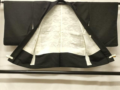 平和屋着物＃羽織　総刺繍　竜田川　黒地　洗える着物　CABF8862in