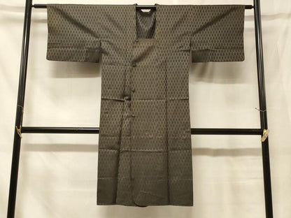平和屋着物＃道行コート　雨コート　単衣　菱文　ロング丈　正絹　逸品　CABF8865in