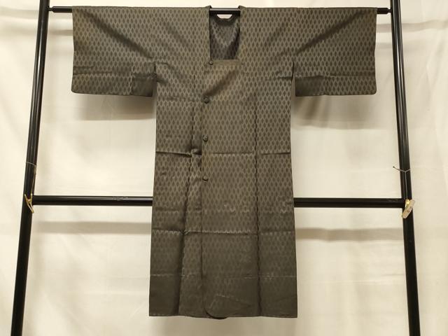 平和屋着物＃道行コート　雨コート　単衣　菱文　ロング丈　正絹　逸品　CABF8865in