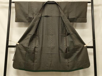 平和屋着物＃道行コート　雨コート　単衣　菱文　ロング丈　正絹　逸品　CABF8865in