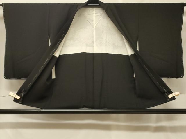平和屋着物＃羽織　刺繍　束ね熨斗草花文　黒地　金彩　正絹　逸品　未使用　CABF8869in