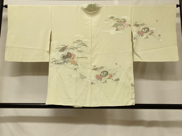 平和屋着物＃羽織　檜扇鼓草花文　金糸　正絹　逸品　CABF8870in