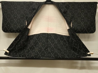 平和屋着物＃羽織　七宝つなぎ　黒地　正絹　逸品　未使用　CABF8877in