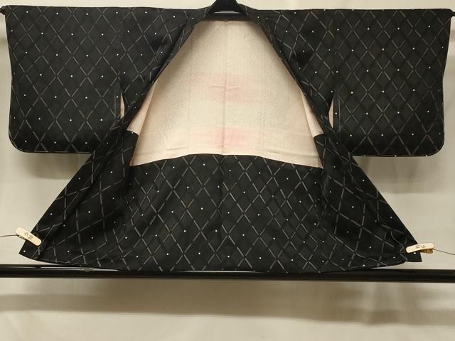 平和屋着物＃羽織　七宝つなぎ　黒地　正絹　逸品　未使用　CABF8877in
