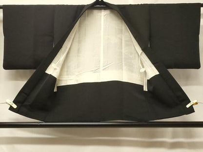 平和屋着物＃羽織　流水草花文　黒地　金彩　正絹　逸品　CABF8880in