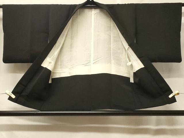 平和屋着物＃羽織　流水草花文　黒地　金彩　正絹　逸品　CABF8880in