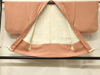 平和屋着物＃羽織　色無地　曙色　鬼しぼ縮緬　正絹　逸品　CABF8882in