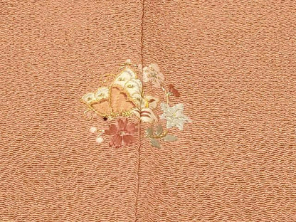 平和屋着物＃羽織　色無地　曙色　鬼しぼ縮緬　正絹　逸品　CABF8882in