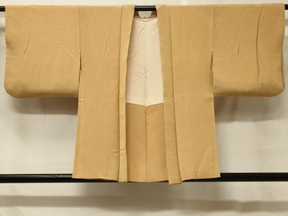 平和屋着物＃羽織　色無地　萱草色　鬼しぼ縮緬　正絹　逸品　CABF8883in