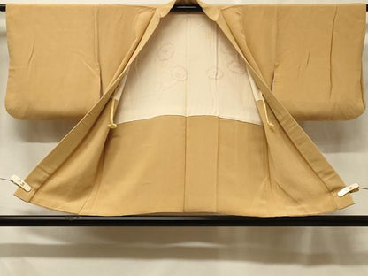 平和屋着物＃羽織　色無地　萱草色　鬼しぼ縮緬　正絹　逸品　CABF8883in
