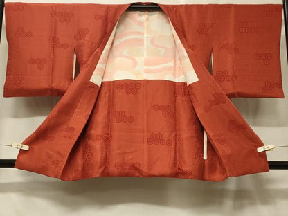 平和屋着物＃道行コート　亀甲花文　正絹　逸品　CABF8891in