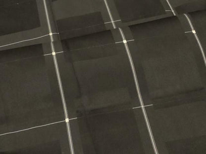 平和屋着物＃道行コート　雨コート　単衣　格子柄　黒地　ロング丈　正絹　逸品　CABF8895in