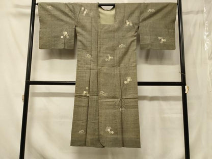 平和屋着物＃道行コート　紬地　単衣　亀甲草花文　ロング丈　正絹　逸品　CABF8899in