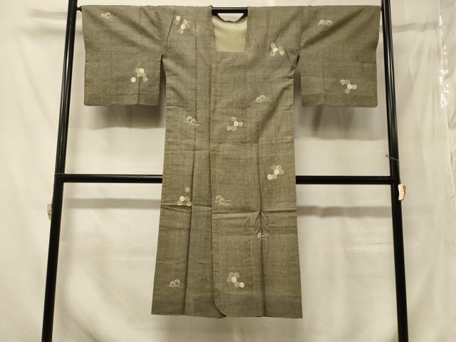 平和屋着物＃道行コート　紬地　単衣　亀甲草花文　ロング丈　正絹　逸品　CABF8899in