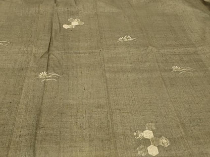 平和屋着物＃道行コート　紬地　単衣　亀甲草花文　ロング丈　正絹　逸品　CABF8899in