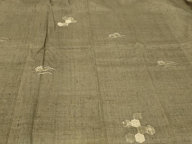 平和屋着物＃道行コート　紬地　単衣　亀甲草花文　ロング丈　正絹　逸品　CABF8899in