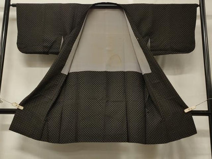 平和屋着物＃道行コート　蜀江文　黒地　ロング丈　正絹　逸品　CABF8900in