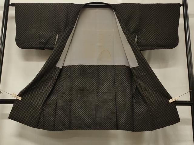 平和屋着物＃道行コート　蜀江文　黒地　ロング丈　正絹　逸品　CABF8900in