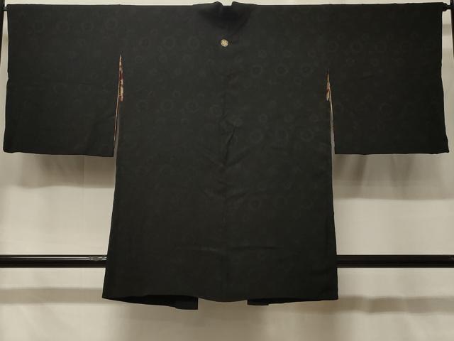 平和屋着物＃羽織　舞花地紋　黒地　正絹　逸品　CABF8901in