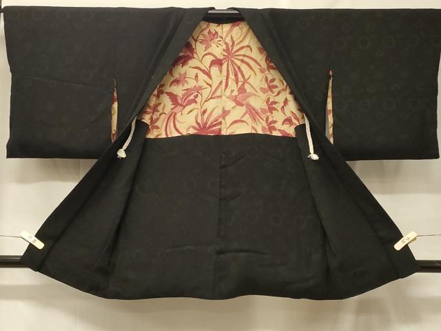 平和屋着物＃羽織　舞花地紋　黒地　正絹　逸品　CABF8901in