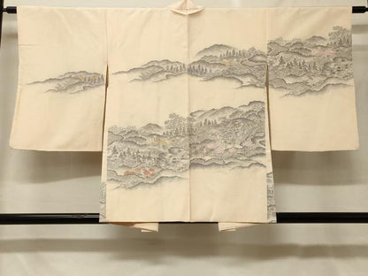 平和屋着物＃羽織　寿光織　遠山風景地紋　金糸　正絹　逸品　CABF8903in